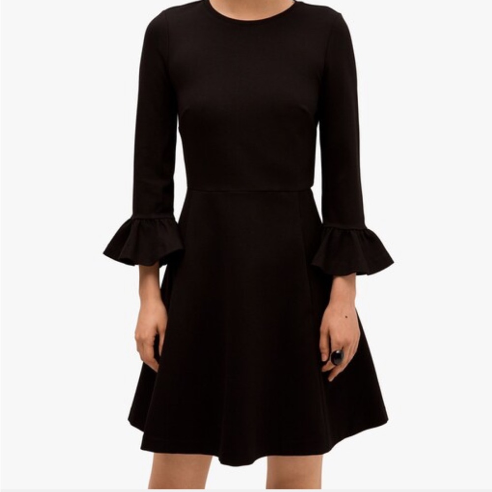 kate spade bell sleeve ponte dress / black xxs
